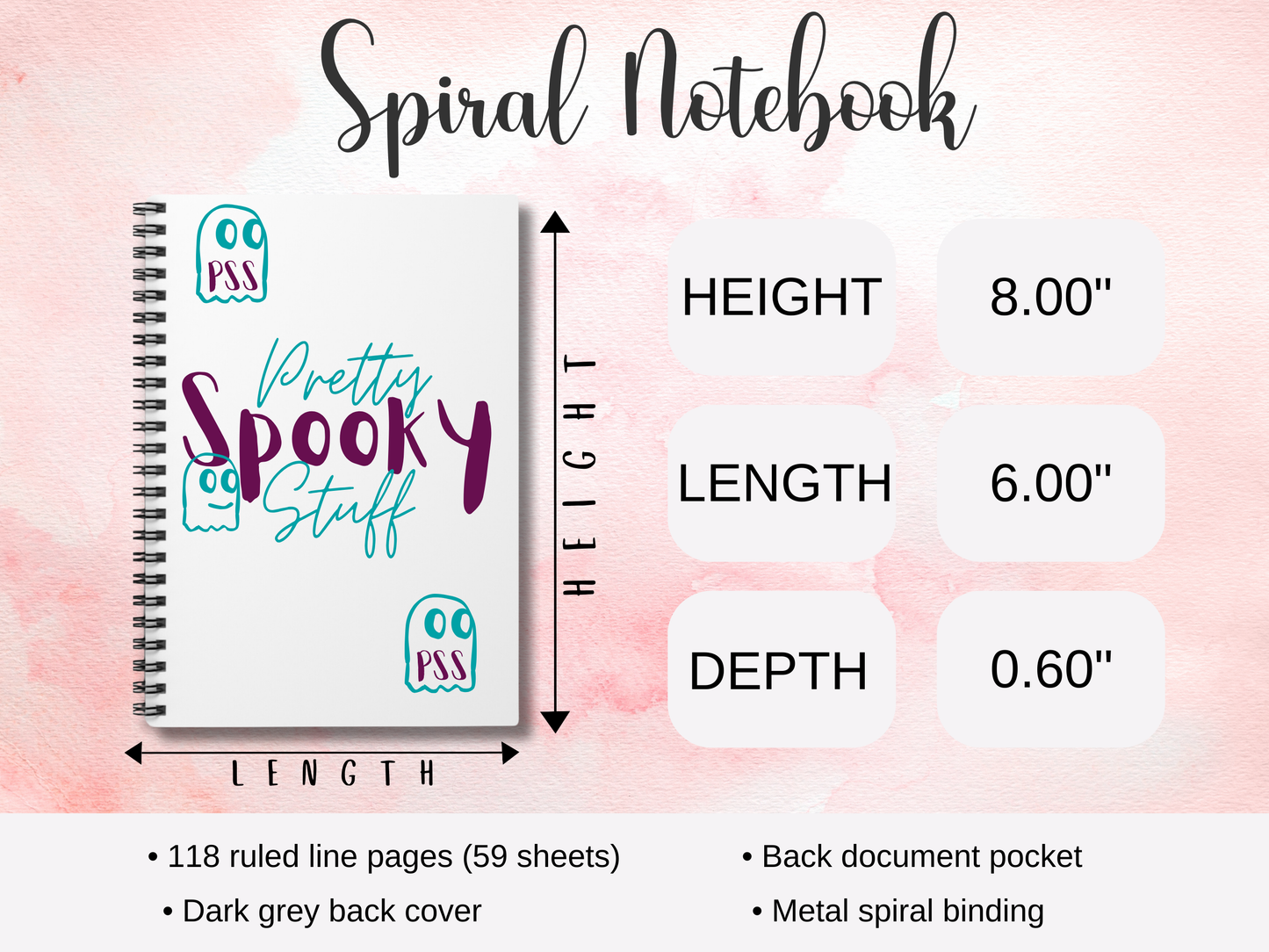 size chart for spiral notebook