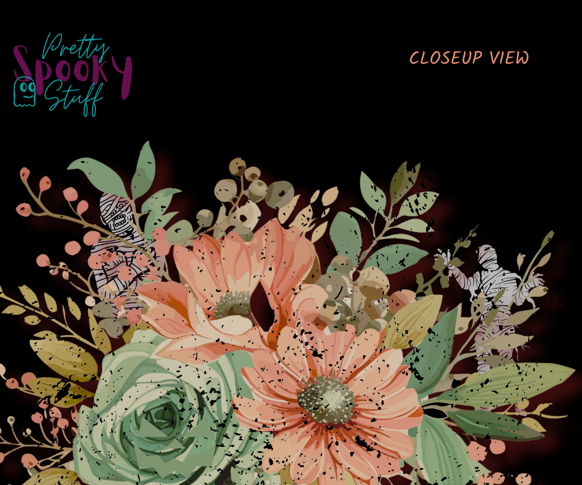 Floral shirt design closeupwith a bouquet of flowers in pastel color scheme, and mummies hiding among the outlying leaves,vintage look, in true royal.