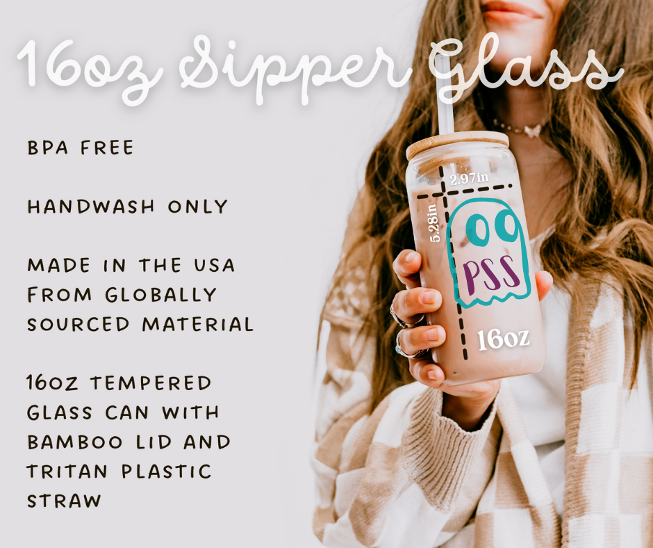 size chart for 16oz sipper glass